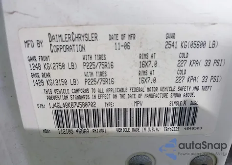 2007 Jeep Liberty Sport z USA, uszkodzony, nr VIN 1J4GL48K87W580702